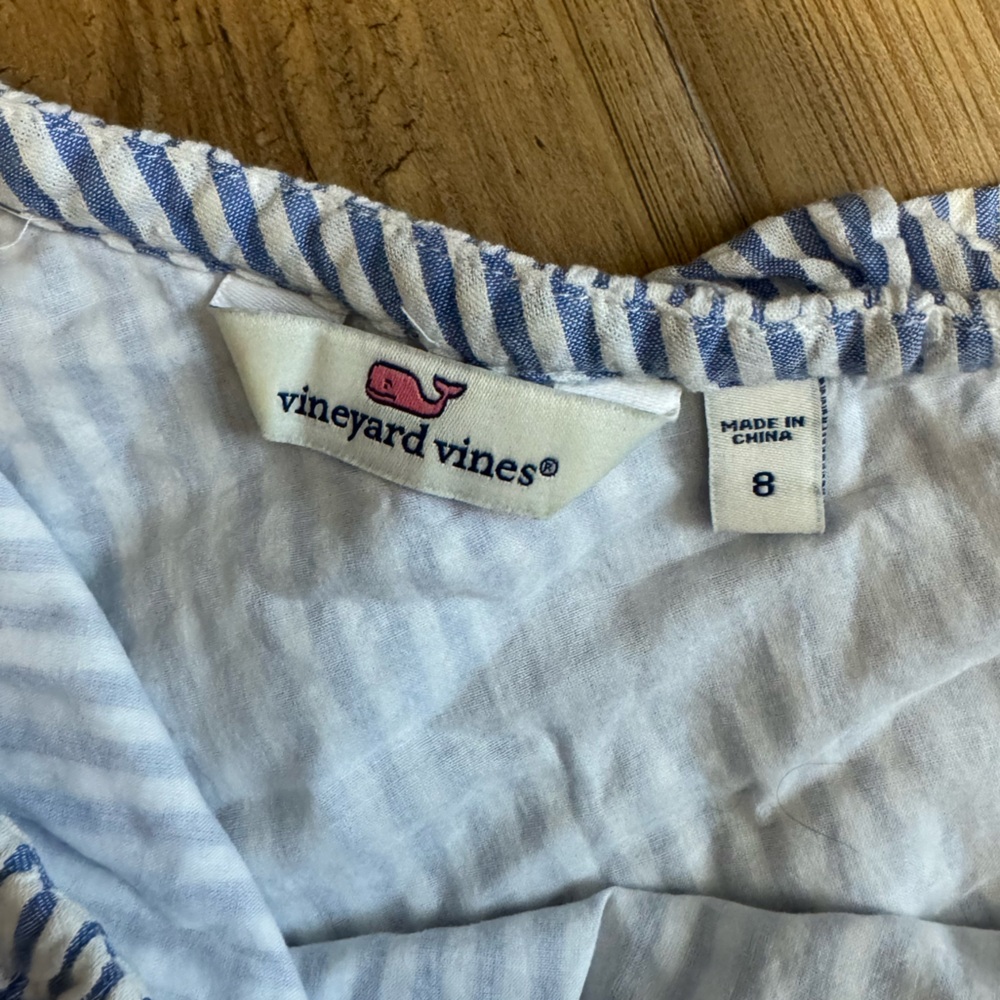 Vineyard Vines Women’s One Shoulder Seersucker Ruffle Blouse - Picture 4 of 4